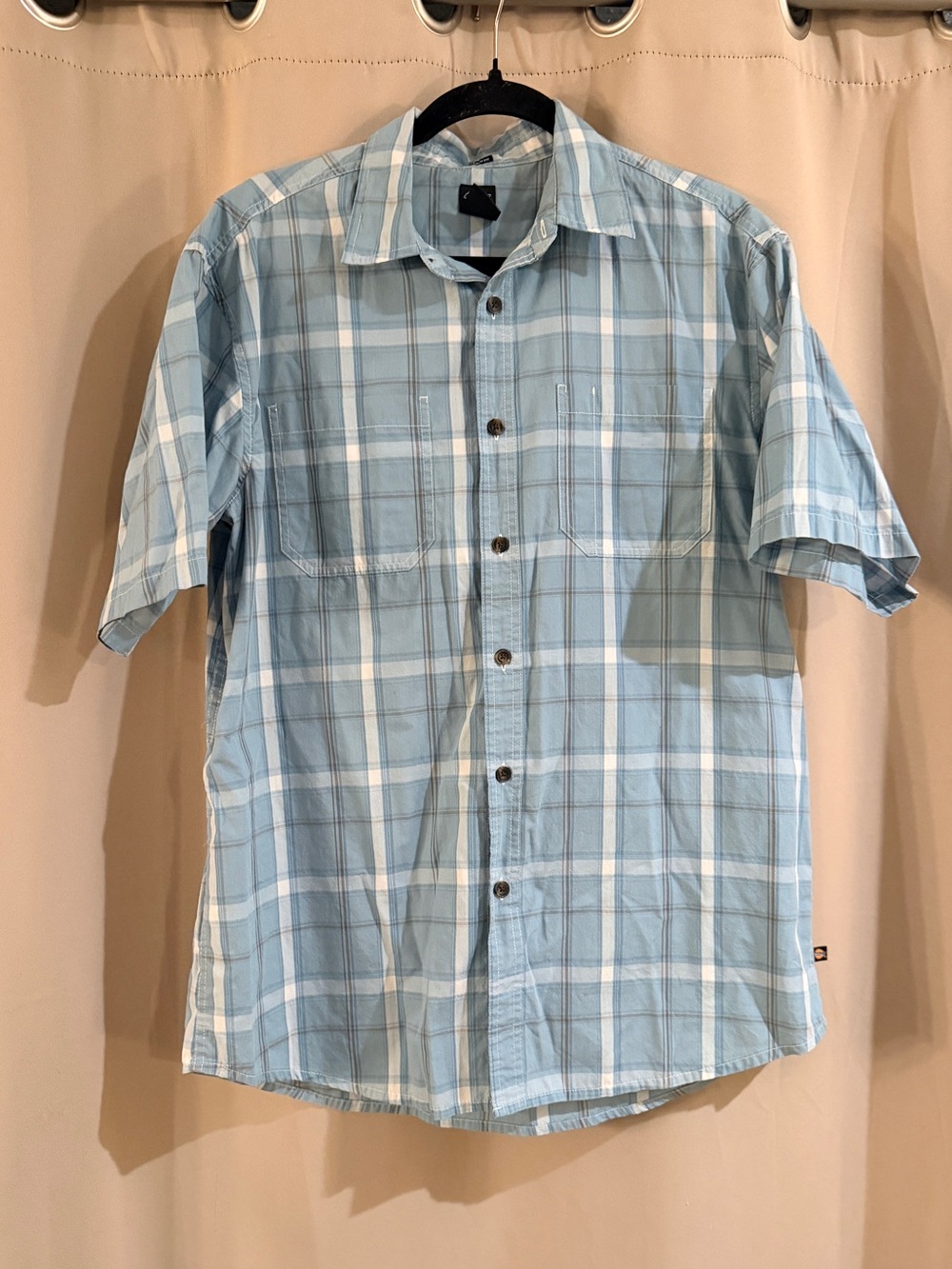 Dickies Light Blue Plaid Short Sleeve Button-Up Shirt